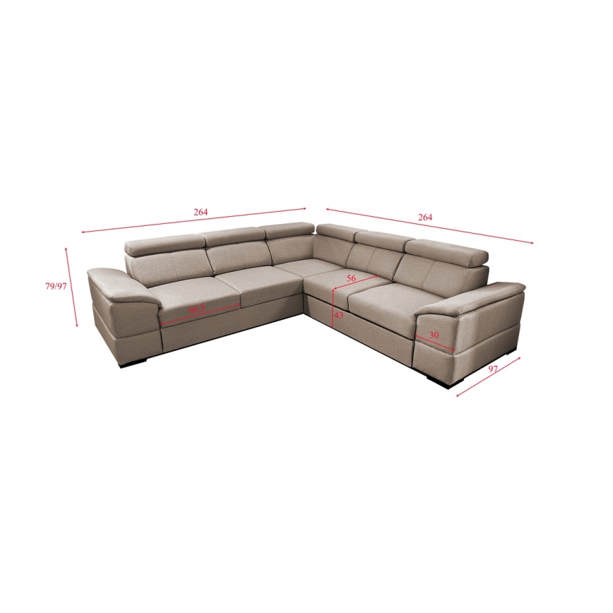 Loungesæt til hjørne foldbart med opbevaringsplads GRANADA beige