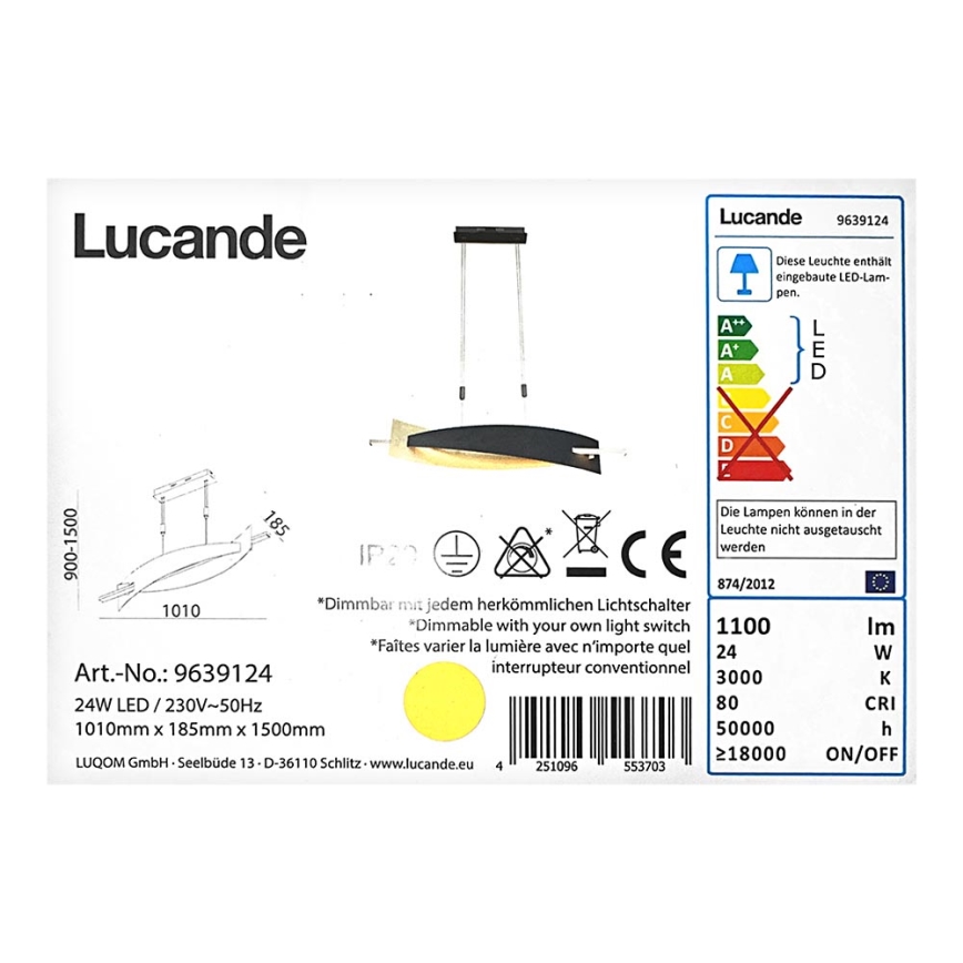 Lucande - LED pendel dæmpbar MARIJA LED/24W/230V