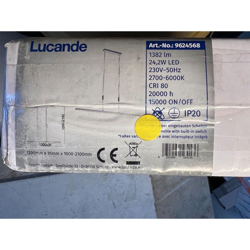Lucande - LED pendel dæmpbar MYRON LED/24,2W/230V 2700-6000K