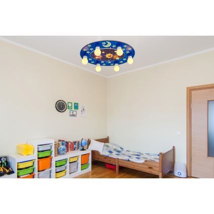 LUCCA børnelampe til loft 6xE27/24W/230V blå
