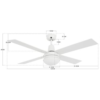 Lucci Air 210339 - Loftventilator AIRFUSION QUEST 1xE27/60W/230V hvid/træ + fjernbetjening