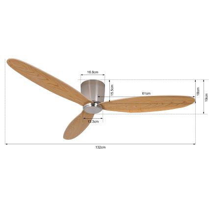 Lucci air 210519 - Loftventilator AIRFUSION RADAR skinnende krom/træ + fjernbetjening