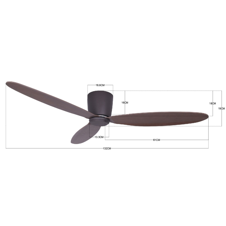 Lucci air 212883 - Loftventilator AIRFUSION RADAR træ/brun Ø 132 cm + fjernbetjening