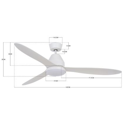 Lucci air 213043 - LED loftventilator WHITEHAVEN GX53/17W/230V hvid + fjernbetjening