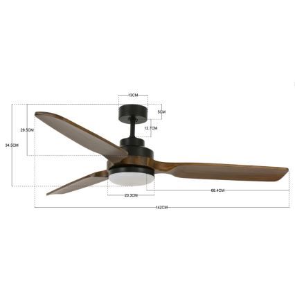 Lucci air 213054 - LED loftventilator SHOALHAVEN GX53/17W/230V sort/kejsertræ + fjernbetjening