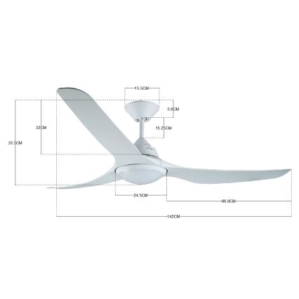 Lucci air 213096 - LED loftventilator MARINER LED/15W/230V hvid + fjernbetjening