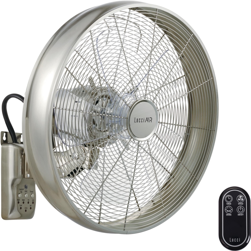 Lucci air 213126 - Vægventilator BREEZE 55W/230V mat krom + fjernbetjening