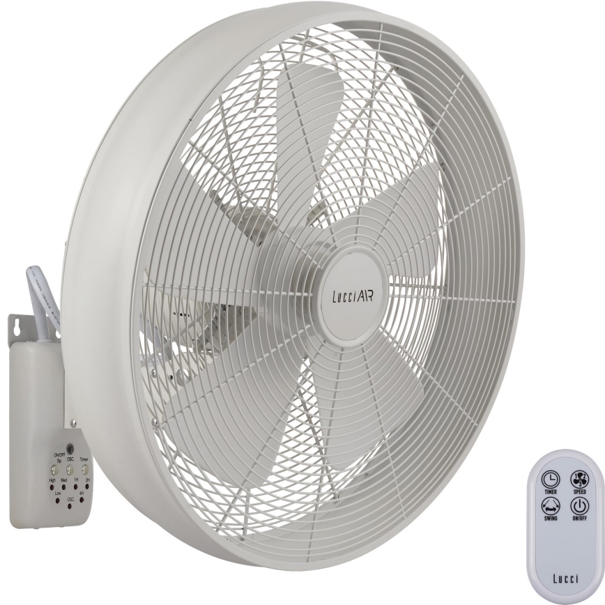 Lucci Air 213128EU - Vægbaseret ventilator BREEZE 55W/230V hvid + fjernbetjening