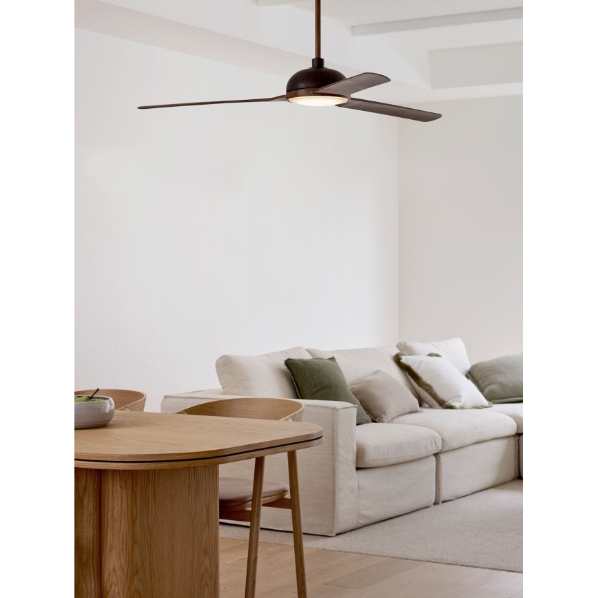 Lucci air 213301- LED loftventilator dæmpbar UNIONE 1xGX53/12W/230V brun/skinnende krom + fjernbetjening