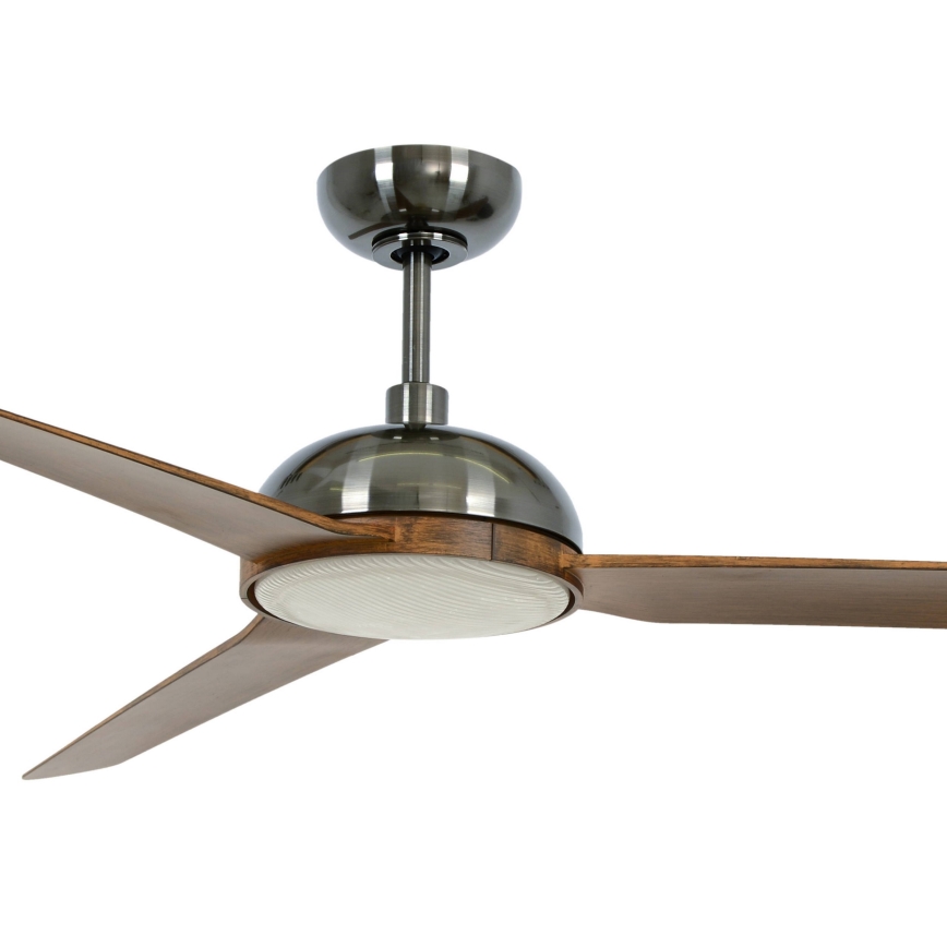 Lucci air 213301- LED loftventilator dæmpbar UNIONE 1xGX53/12W/230V brun/skinnende krom + fjernbetjening