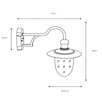 Lucide 11871/01/30 - Udendørs væglampe ARUBA 1xE27/60W/230V IP44