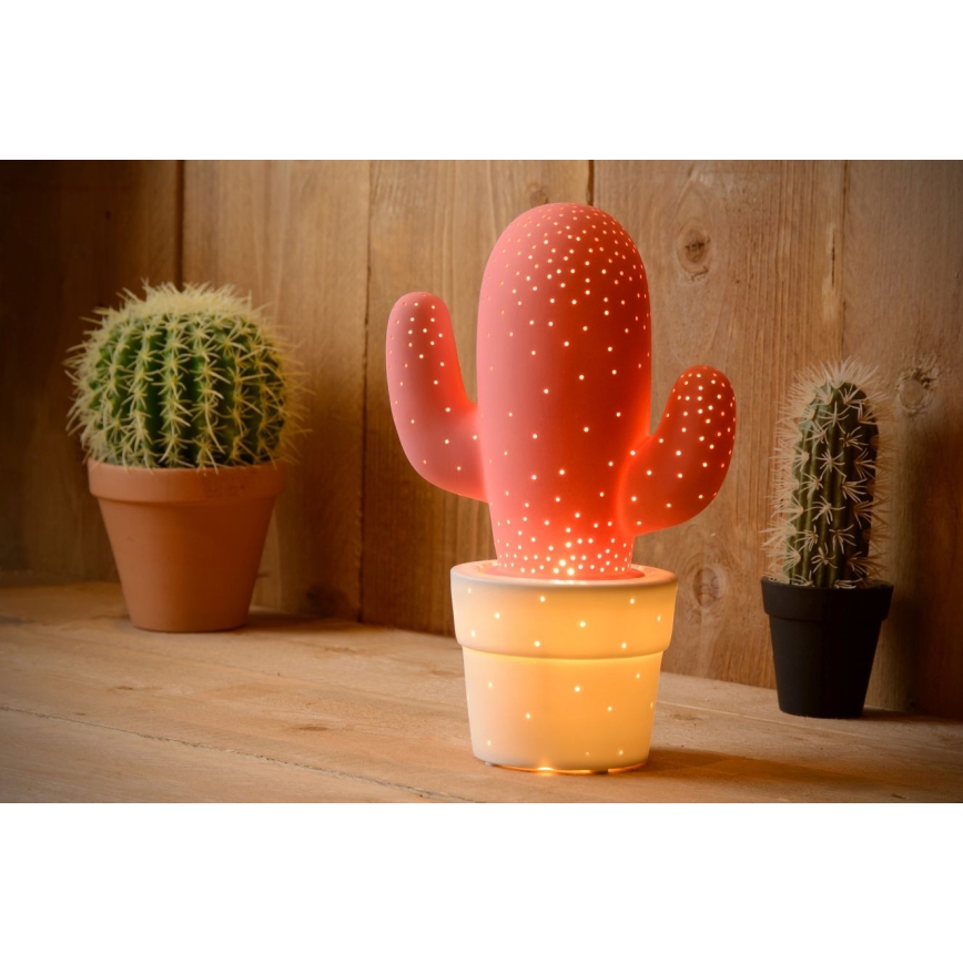 Lucide 13513/01/66 - Bordlampe CACTUS 1xE14/40W/230V lyserød