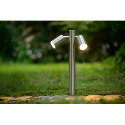 Lucide 14867/10/12 - Udendørs LED lampe ARNE-LED 2xGU10/5W/230V mat krom IP44