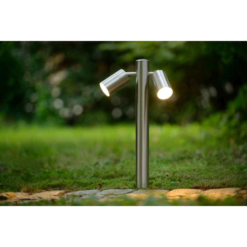 Lucide 14867/10/12 - Udendørs LED lampe ARNE-LED 2xGU10/5W/230V mat krom IP44