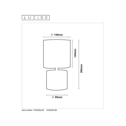 Lucide 47502/81/38 Bordlampe GREASBY 1xE14/40W/230V creme