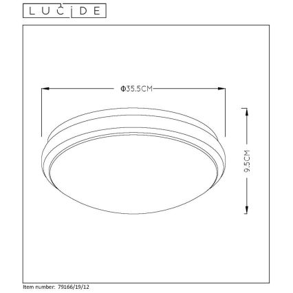 Lucide 79166/19/12 - LED loftlampe til badeværelse dæmpbar CASPER LED/19W/230V IP44