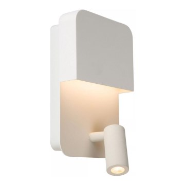 Lucide 79200/08/31 - LED væglampe BOXER LED/5W/230V + LED/5W USB hvid
