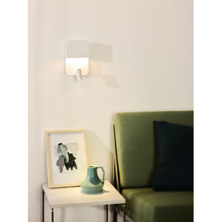 Lucide 79200/08/31 - LED væglampe BOXER LED/5W/230V + LED/5W USB hvid