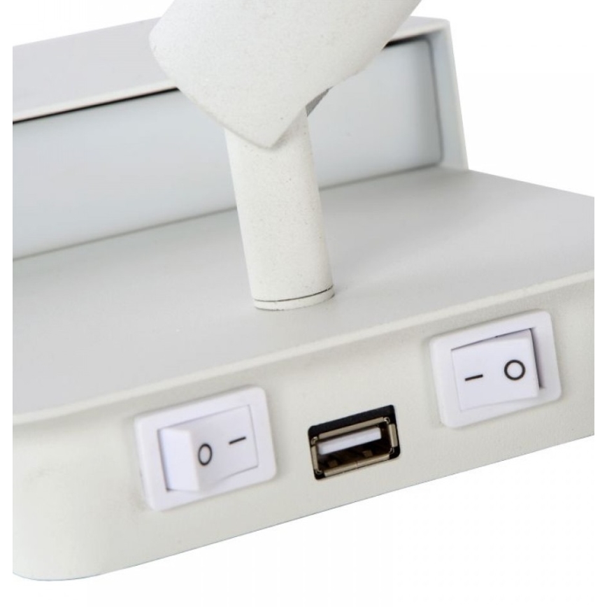Lucide 79200/08/31 - LED væglampe BOXER LED/5W/230V + LED/5W USB hvid