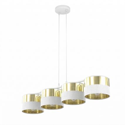 LUX 4-armet pendel med wire 4xE27/15W/230V hvid/guld