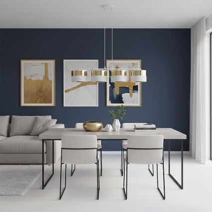 LUX 4-armet pendel med wire 4xE27/15W/230V hvid/guld