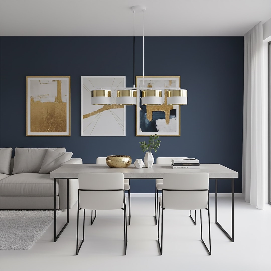 LUX 4-armet pendel med wire 4xE27/15W/230V hvid/guld