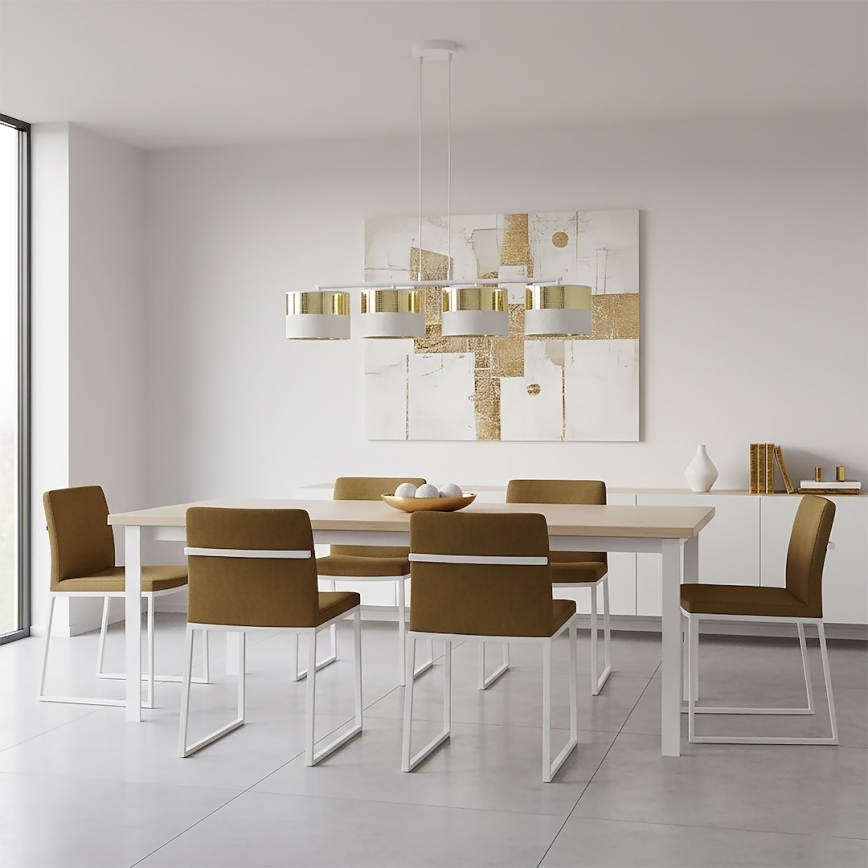 LUX 4-armet pendel med wire 4xE27/15W/230V hvid/guld