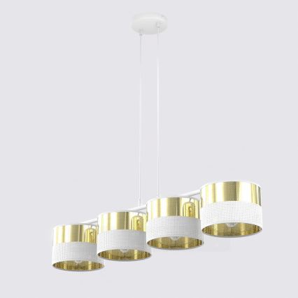 LUX 4-armet pendel med wire 4xE27/15W/230V hvid/guld