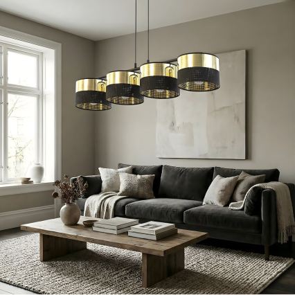 LUX pendel med kabel 4xE27/15W/230V sort/guld