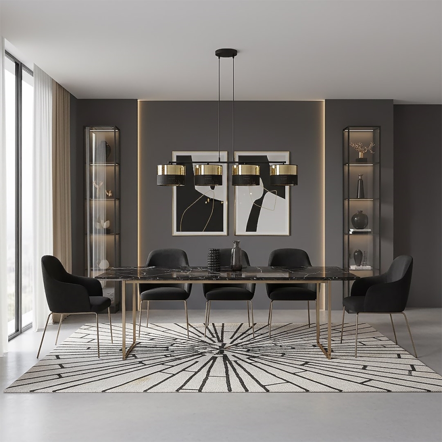 LUX pendel med kabel 4xE27/15W/230V sort/guld
