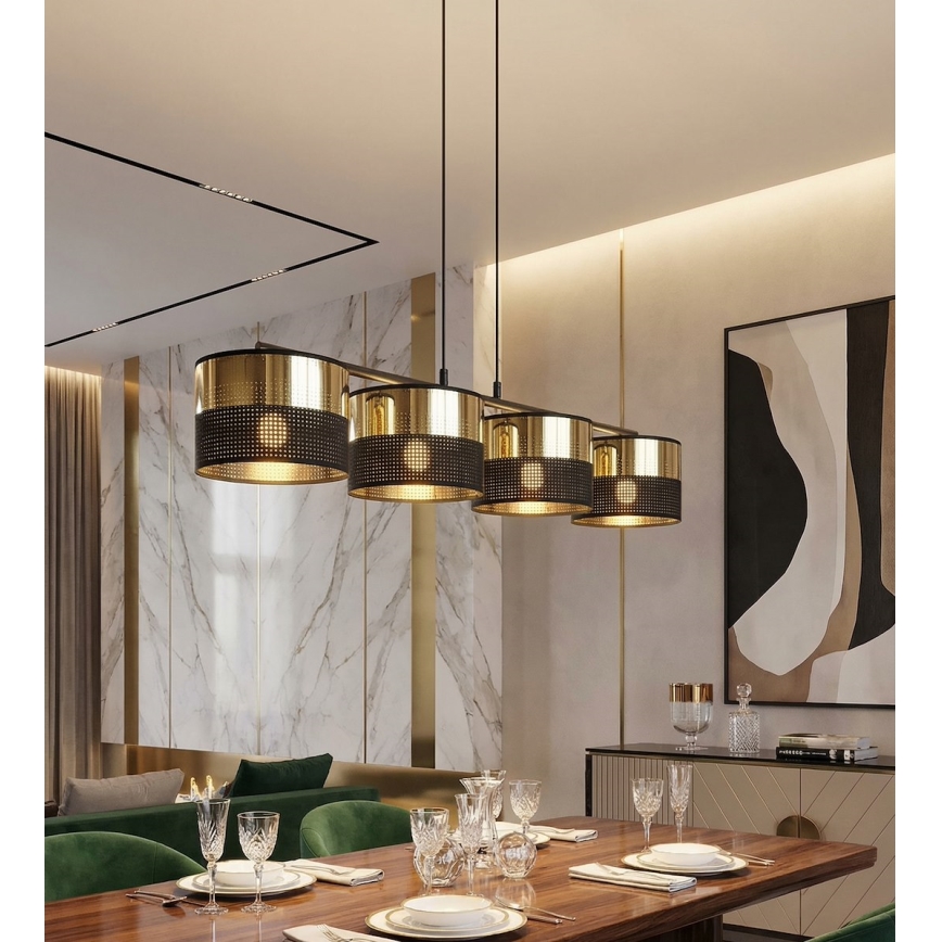 LUX pendel med kabel 4xE27/15W/230V sort/guld