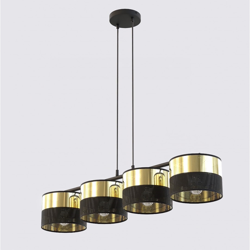 LUX pendel med kabel 4xE27/15W/230V sort/guld