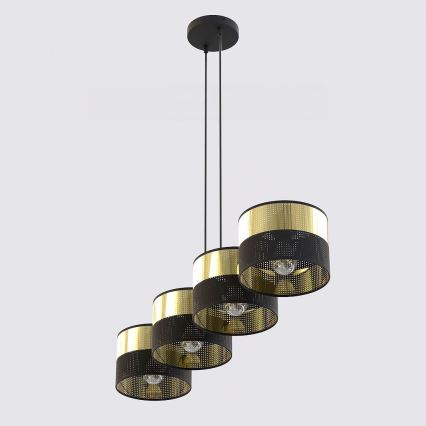 LUX pendel med kabel 4xE27/15W/230V sort/guld