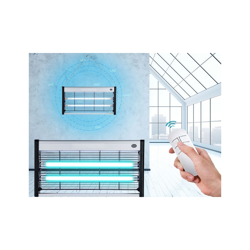 Luxera 70418 - Bakteriedræbende lampe 2xT5 UVC/15W/230V + fjernbetjening