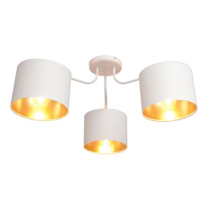 Lysekrone ALBA 3xE27/15W/230V hvid/guldfarvet