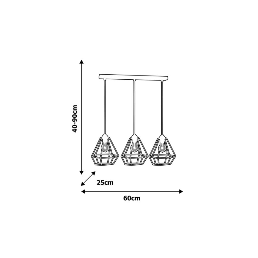 Lysekrone ALMA 3xE27/60W/230V hvid