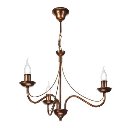 Lysekrone ANTON med kæde, 3xE14/15W/230V, bronzefarvet