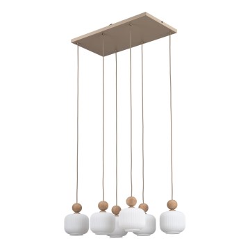 Lysekrone BALLO med kabelophæng 6xE14/10W/230V beige