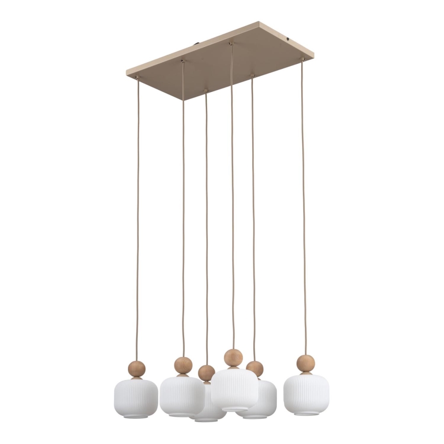 Lysekrone BALLO med kabelophæng 6xE14/10W/230V beige