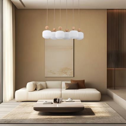 Lysekrone BALLO med kabelophæng 6xE14/10W/230V beige