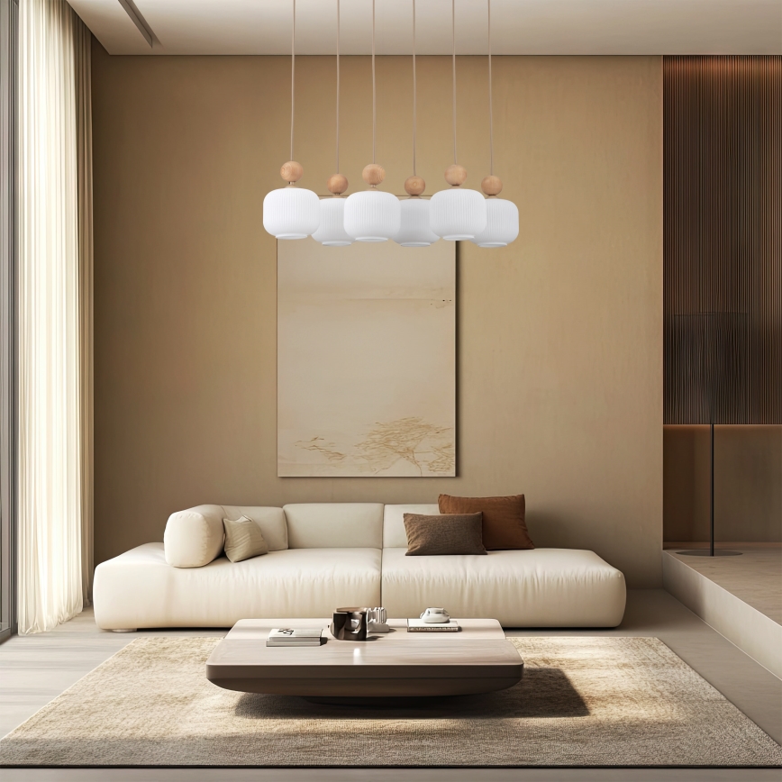 Lysekrone BALLO med kabelophæng 6xE14/10W/230V beige