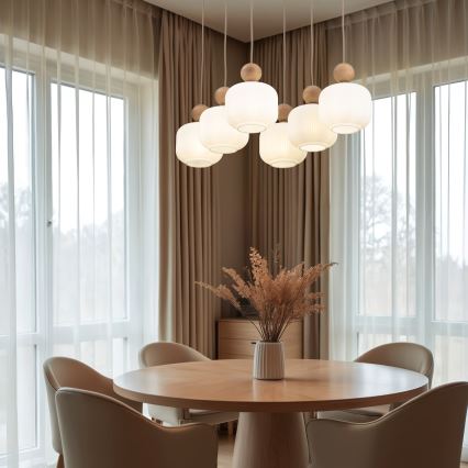 Lysekrone BALLO med kabelophæng 6xE14/10W/230V beige