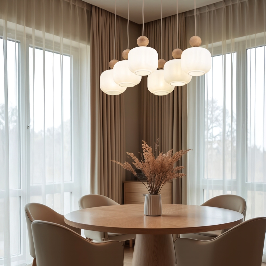 Lysekrone BALLO med kabelophæng 6xE14/10W/230V beige