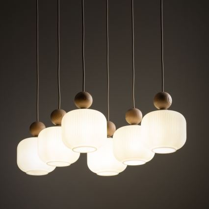 Lysekrone BALLO med kabelophæng 6xE14/10W/230V beige