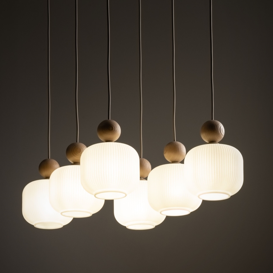 Lysekrone BALLO med kabelophæng 6xE14/10W/230V beige