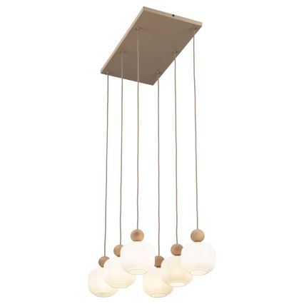 Lysekrone BALLO med kabelophæng 6xE14/10W/230V beige
