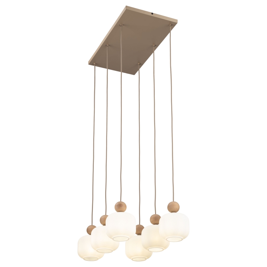 Lysekrone BALLO med kabelophæng 6xE14/10W/230V beige