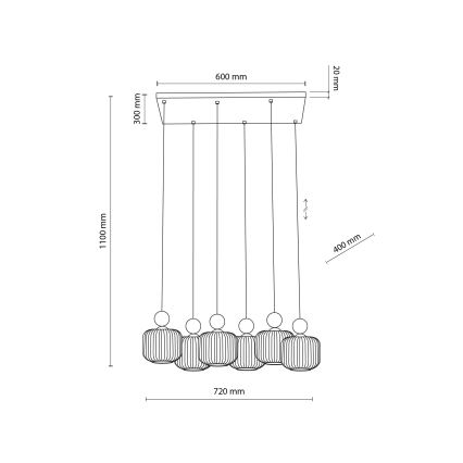 Lysekrone BALLO med kabelophæng 6xE14/10W/230V beige