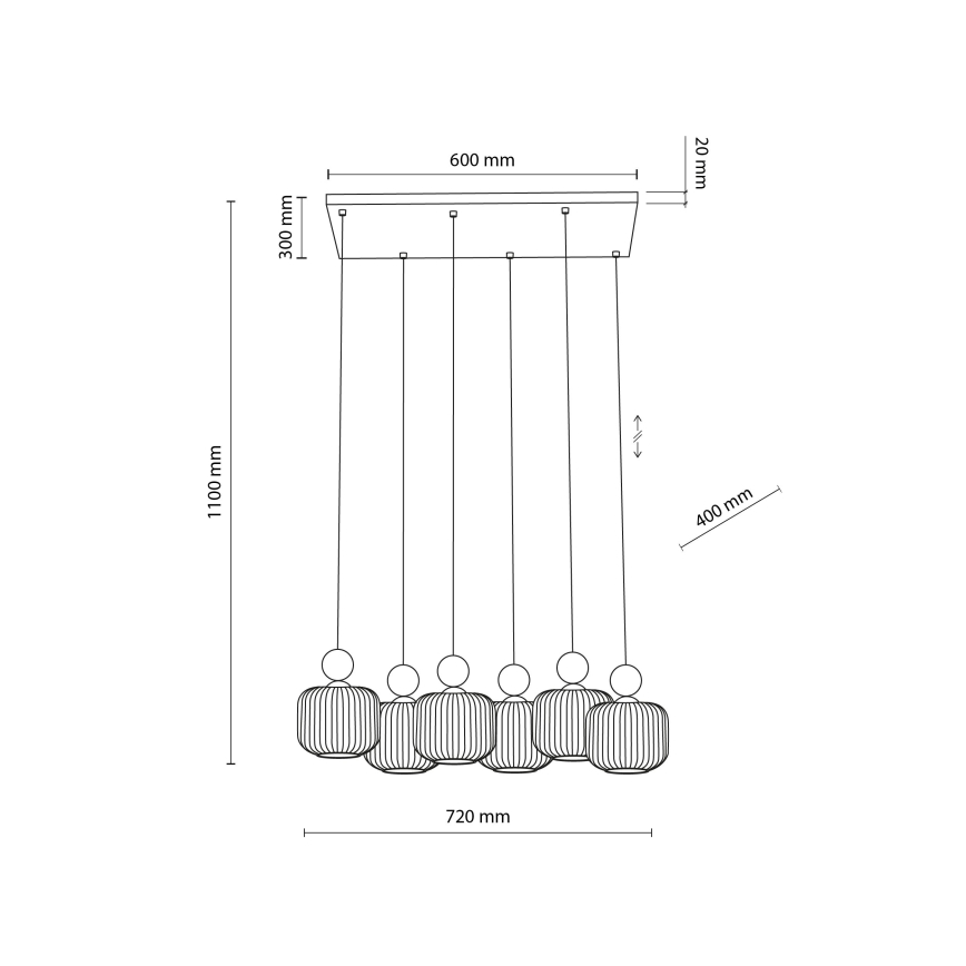 Lysekrone BALLO med kabelophæng 6xE14/10W/230V beige