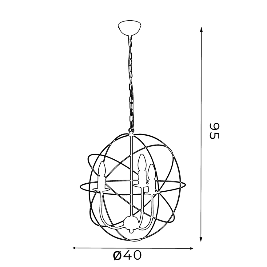 Lysekrone GLOBE 3 3xE14/60W hvid
